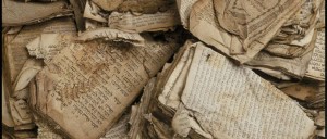 Hebrew prayerbooks and other Jewish religious texts damaged by fire at the synagogue in Bobenhausen II.