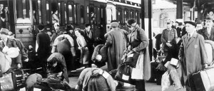 Hanau, Germany, Jews boarding a deportation train May 30 1942 to Theresienstadt. Photo: Yad Vashem