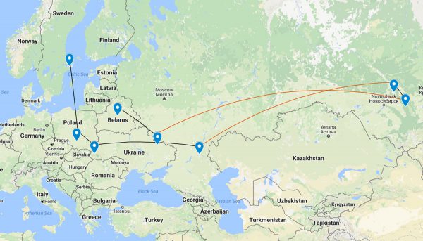 Map of Lilia's journey