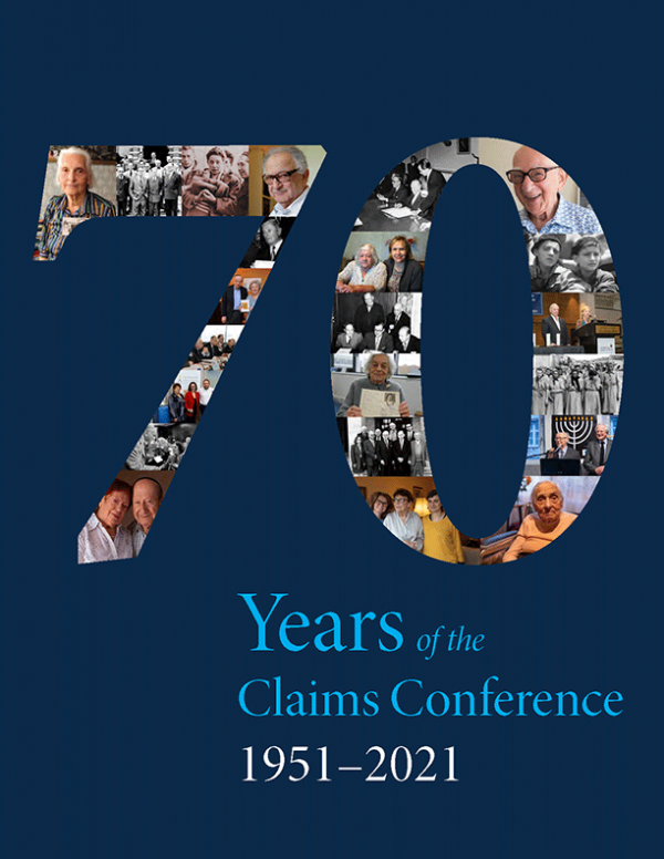 Cover of the 70 years of the Claims Conference booklet -- 1951 through 2021