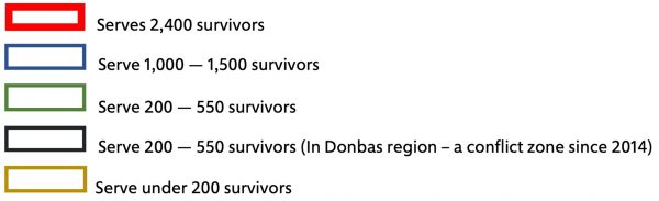 infographic for above map of heseds serving survivors in Ukraine